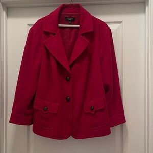 Talbots Women's Vibrant Red Blazer - 100% Wool